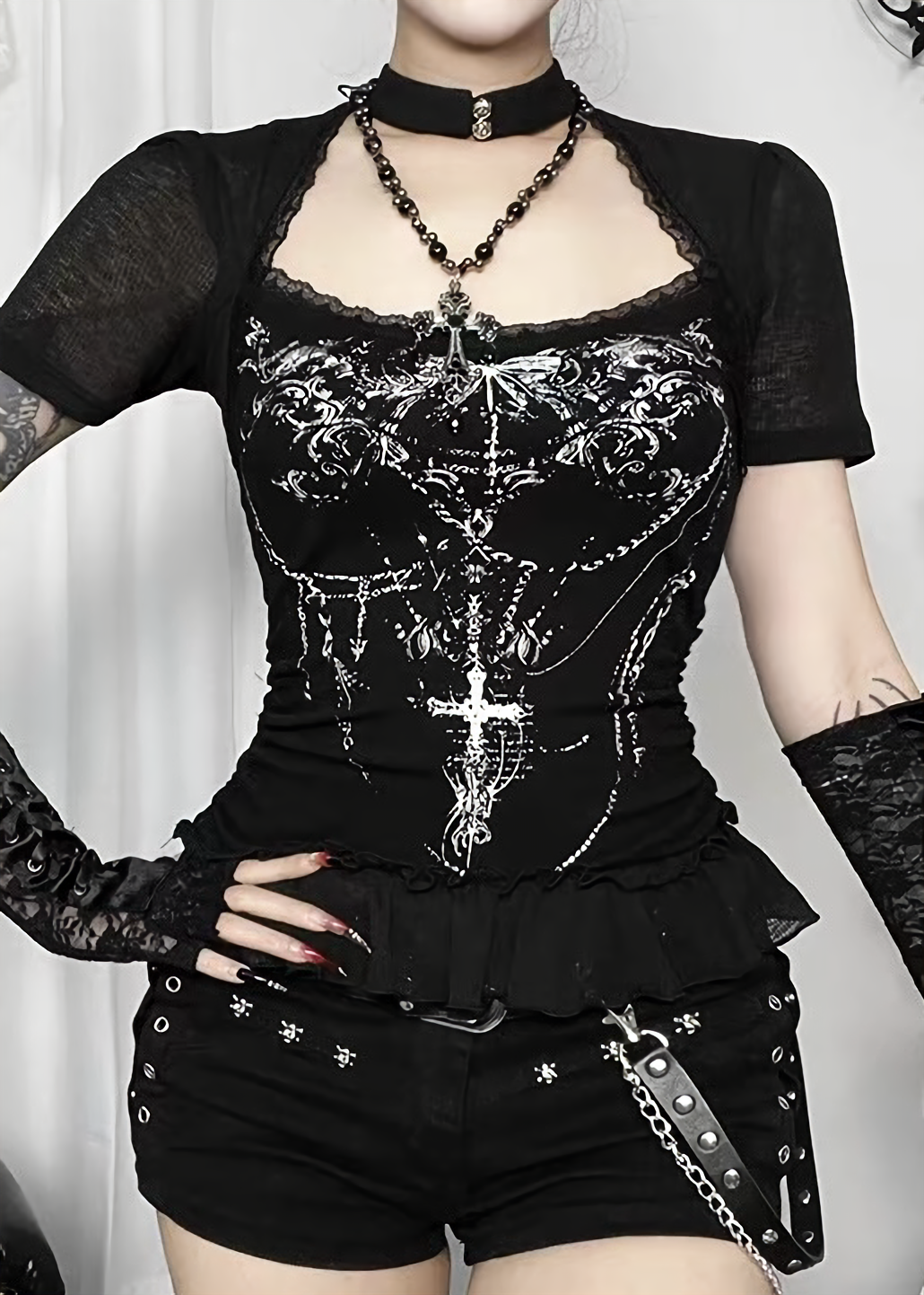 GOTHIC LACE FRILL TOP / LG1637
