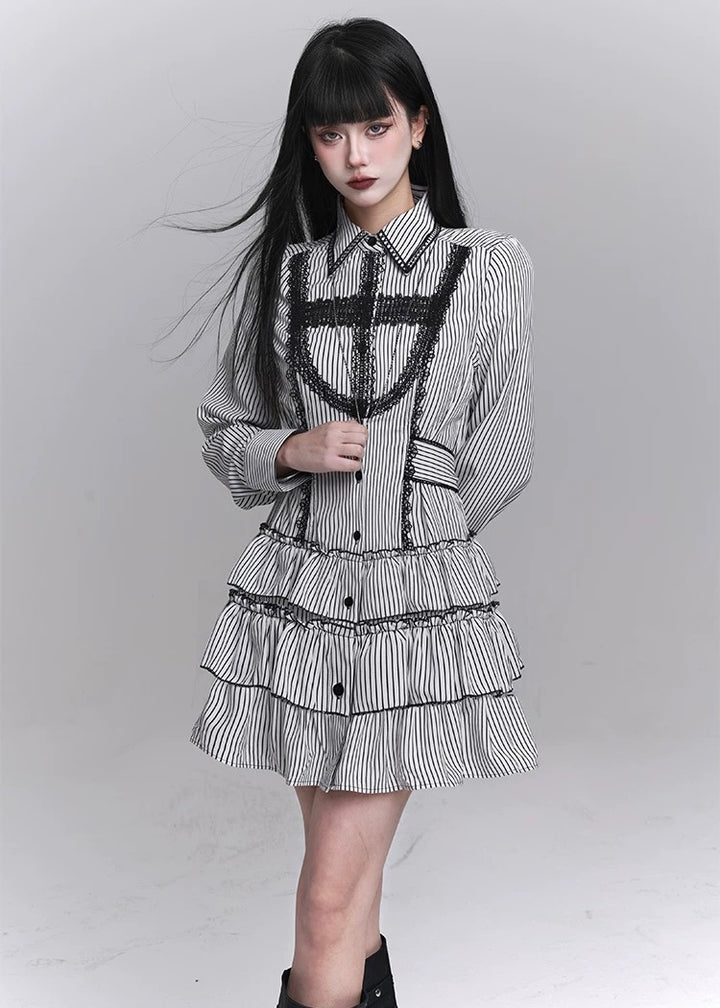gothic striped dress / LG1237_e4r