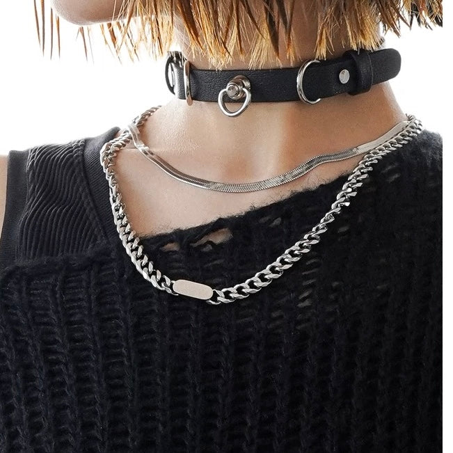 punk rock hanging ring choker / a1101