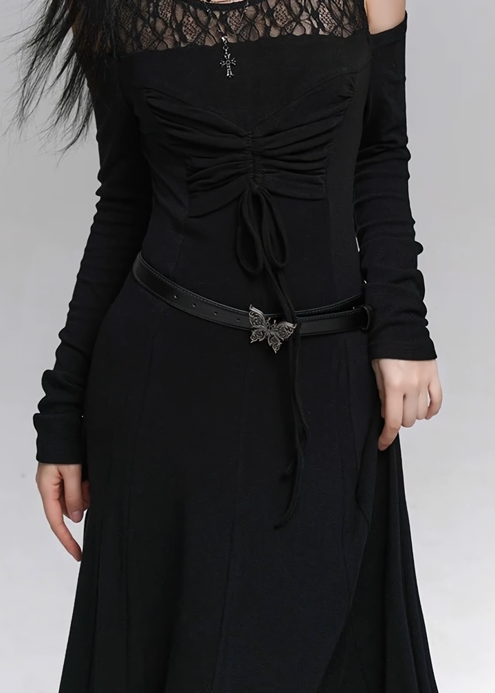 Butterfly motif buckle belt / a1122