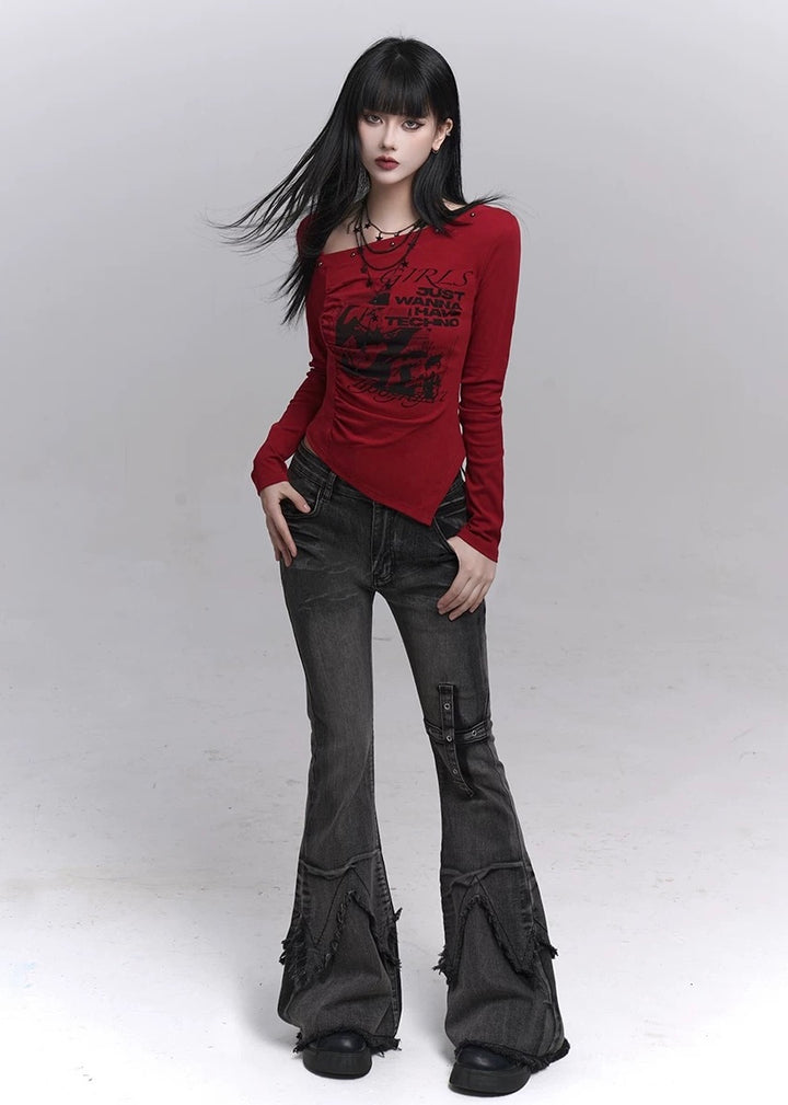 Asymmetry Techno Print Top / LG1369