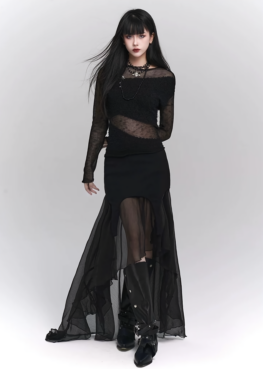 See-through black dress setup / lg1145