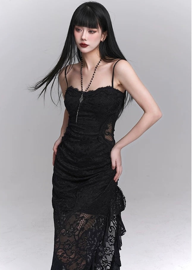 black lace suspender dress / LG1241