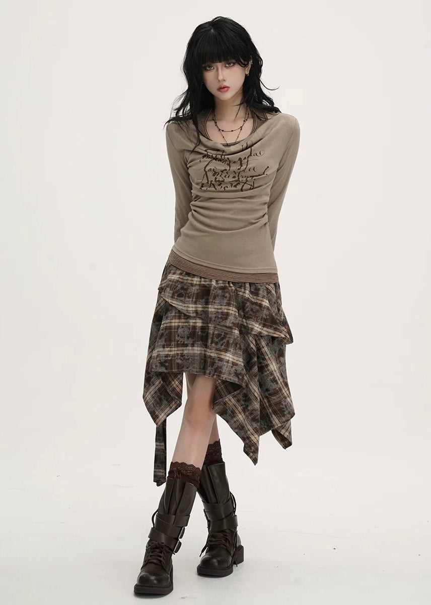 Asymmetry Check Flare Skirt / LG1381