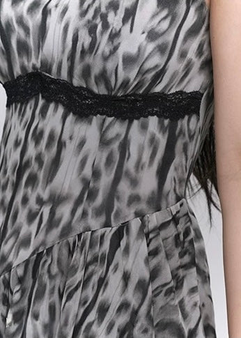 Asymmetrical leopard lace dress / LG1282