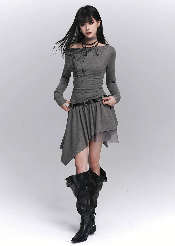 ASYMMETRIC WHISPER DRESS / LG1436