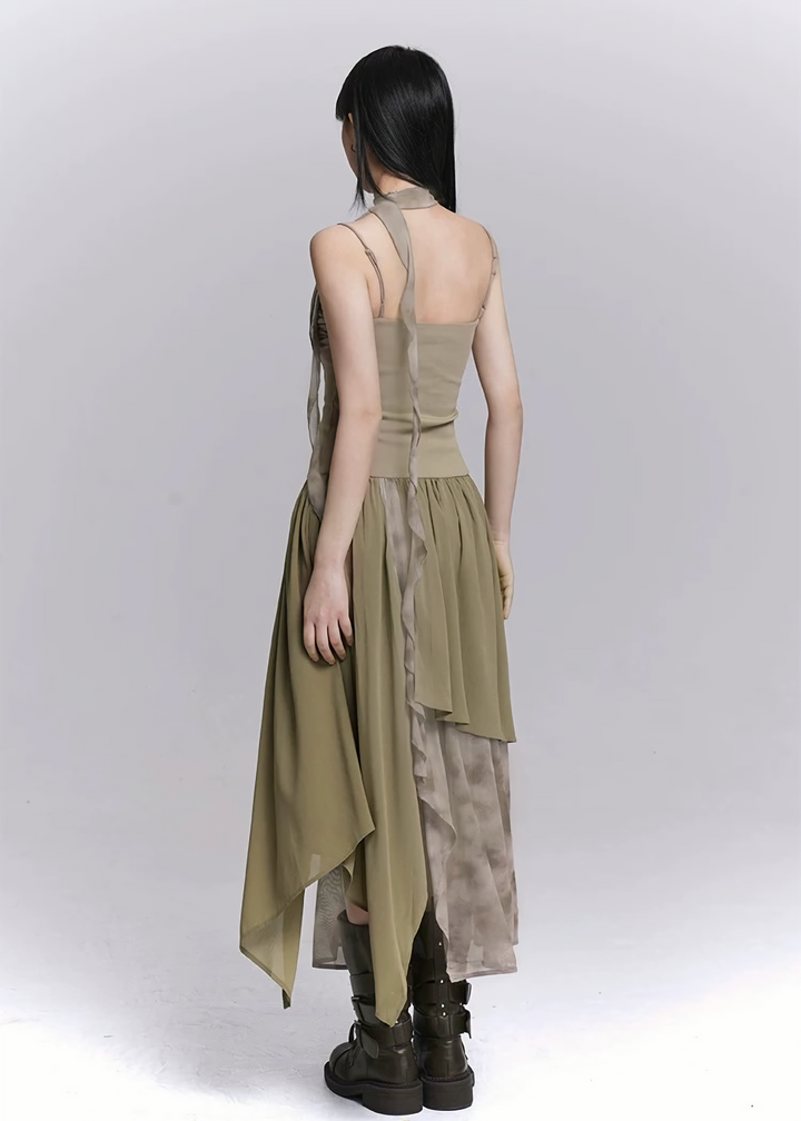 IRREGULAR LAYERED CHIFFON DRESS / LG1529