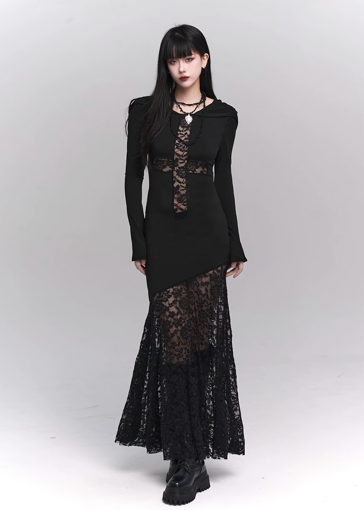 hooded long dress / LG1141 