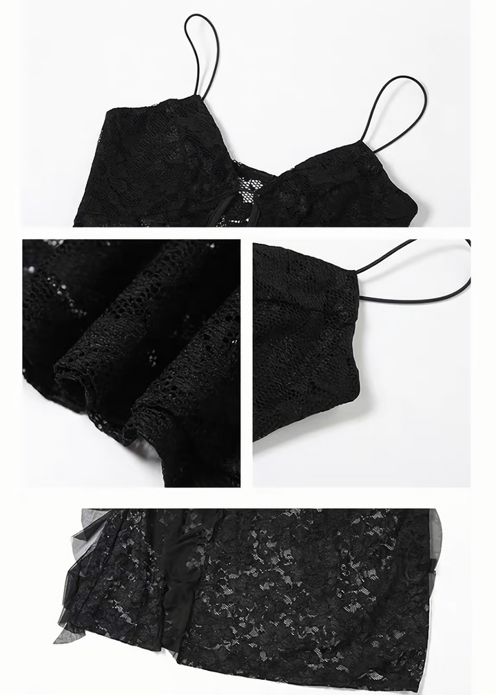DARK SHEER LACE SLIP DRESS / LG1645
