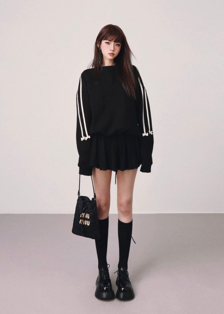 line ribbon sweatshirt / mu1120