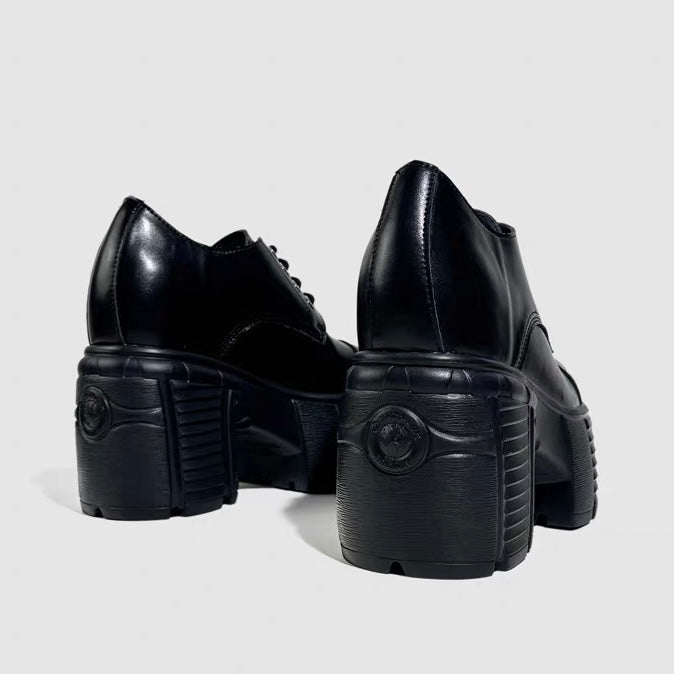 DARK CHUNKY PLATFORM LACE-UP SHOES / V1188