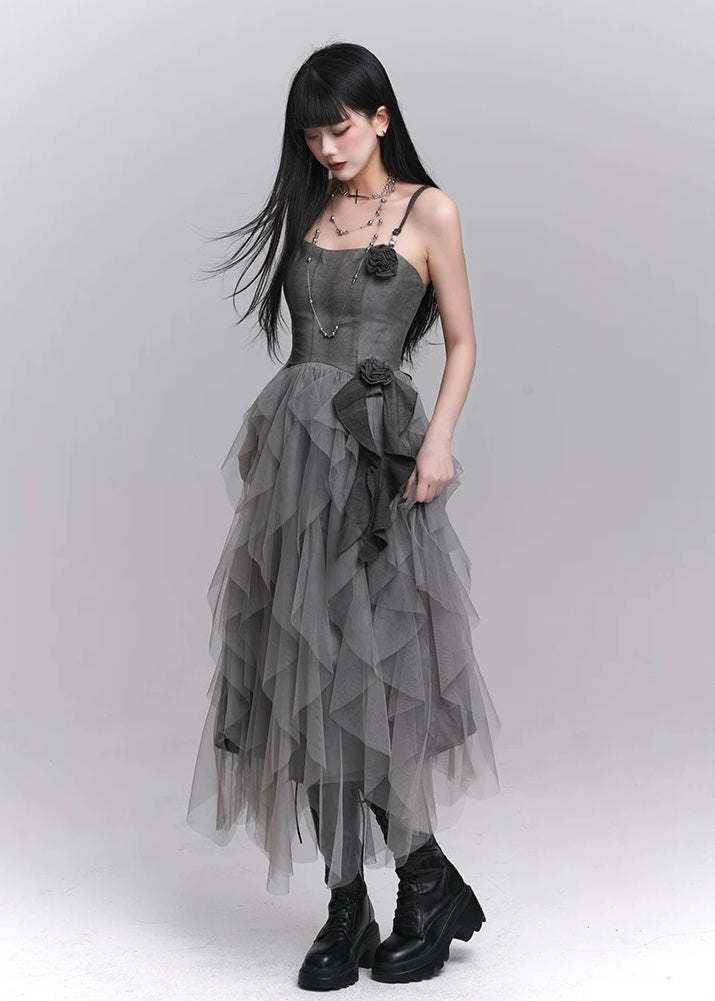 dark rose suspender dress / LG1214_e4r
