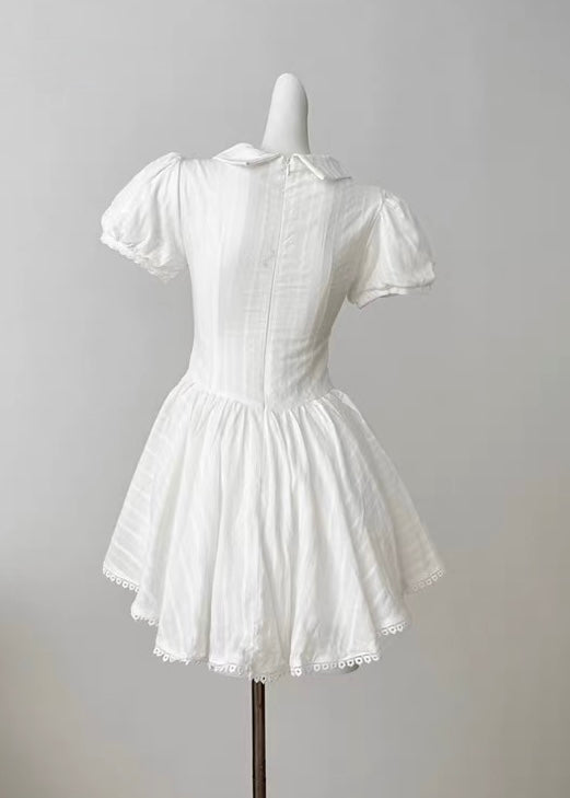 RIBBON PUFF SLEEVE MINI DRESS / LG1654