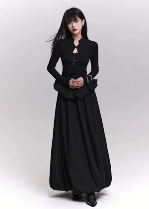 RUINED RUFFLE LONG DRESS / LG1455
