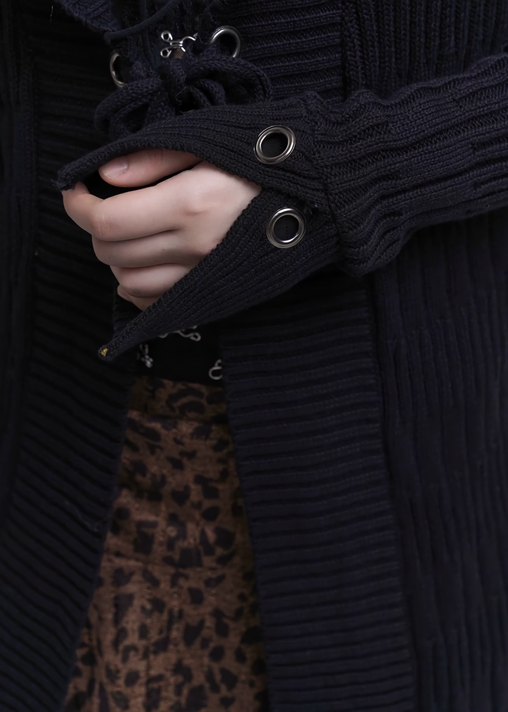 [Same-day delivery] black knit cardigan jacket / LG1159