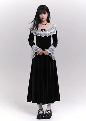 LUNA LACE VELVET DRESS / LG1465