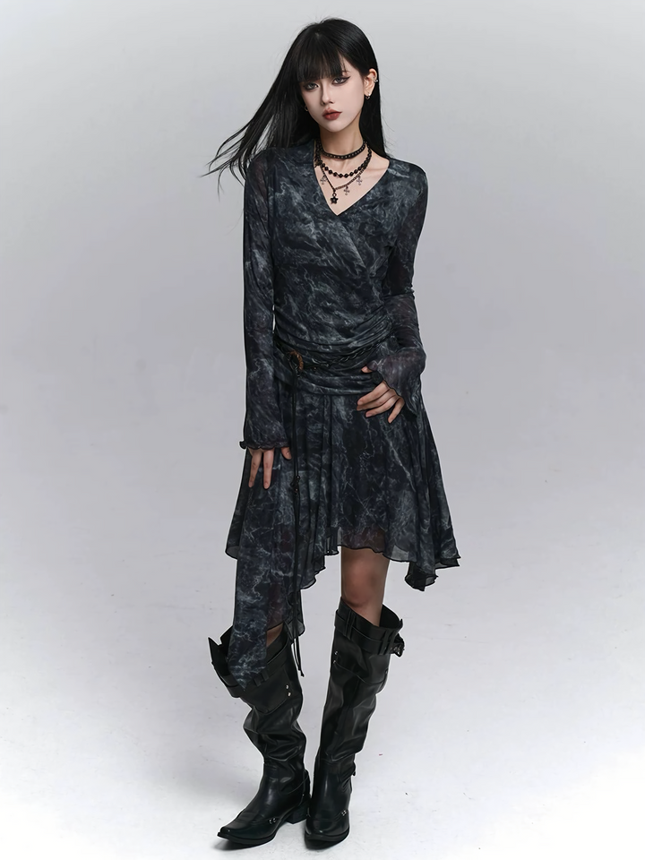 GOTHIC MARBLE ASYMMETRIC ONE-PIECE / LG1418