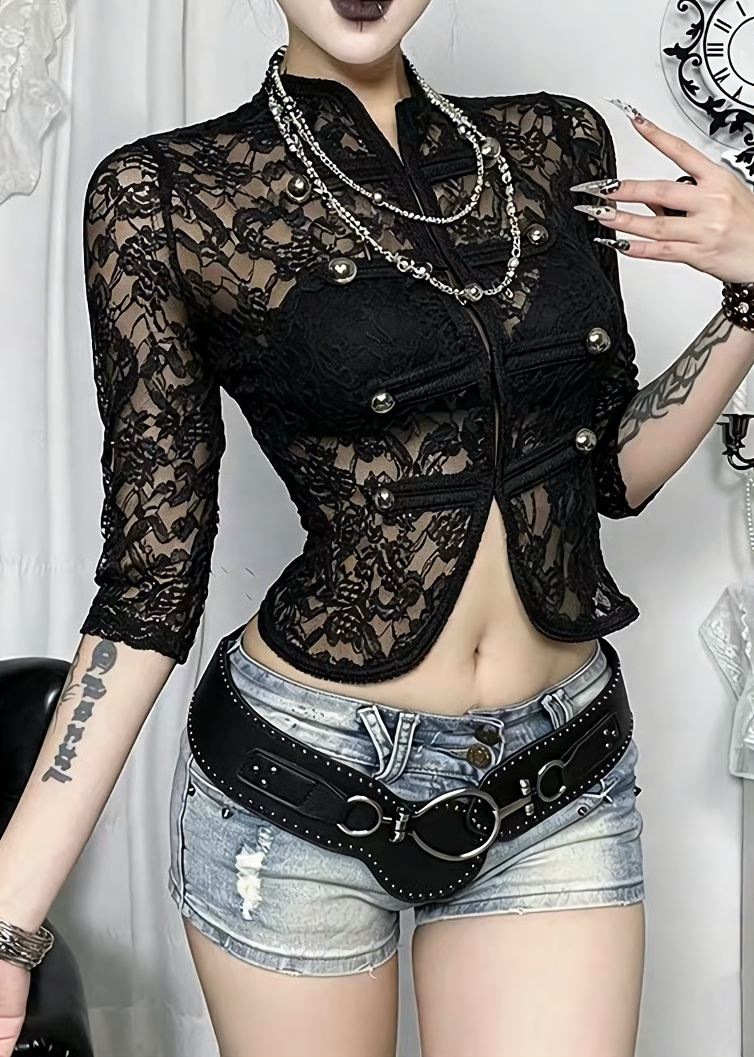 GOTHIC LACE BUTTON SHORT JACKET / LG1670