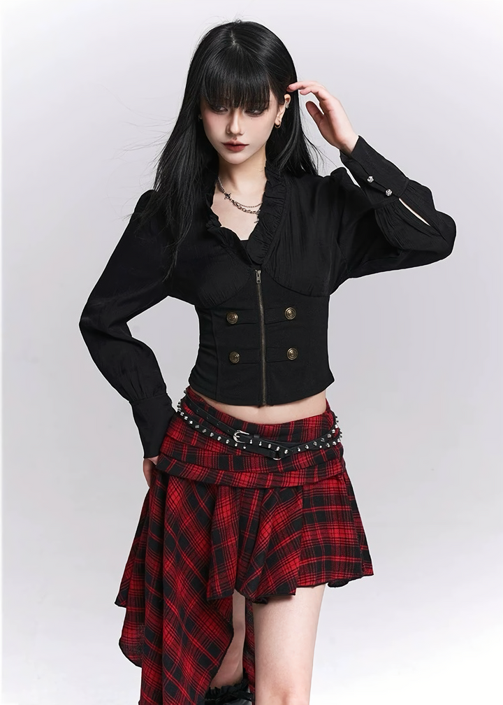 Frill Collar Corset Short Top / LG1514
