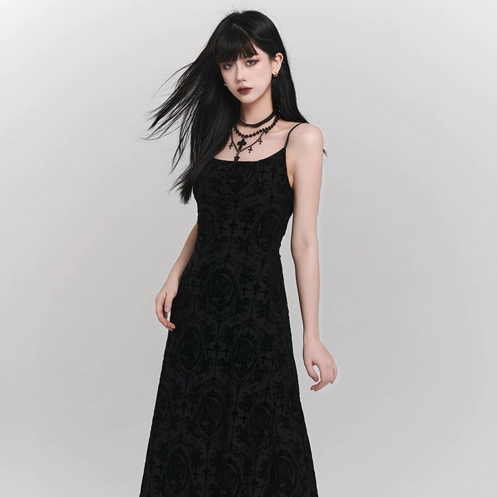 Goth Style Black Layered Chain Necklace / a1107_e4r