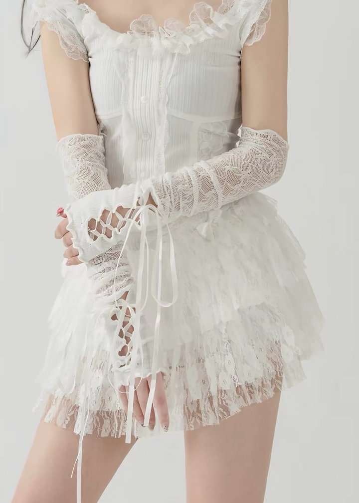 LACE-UP RIBBON ARM COVER / V1180