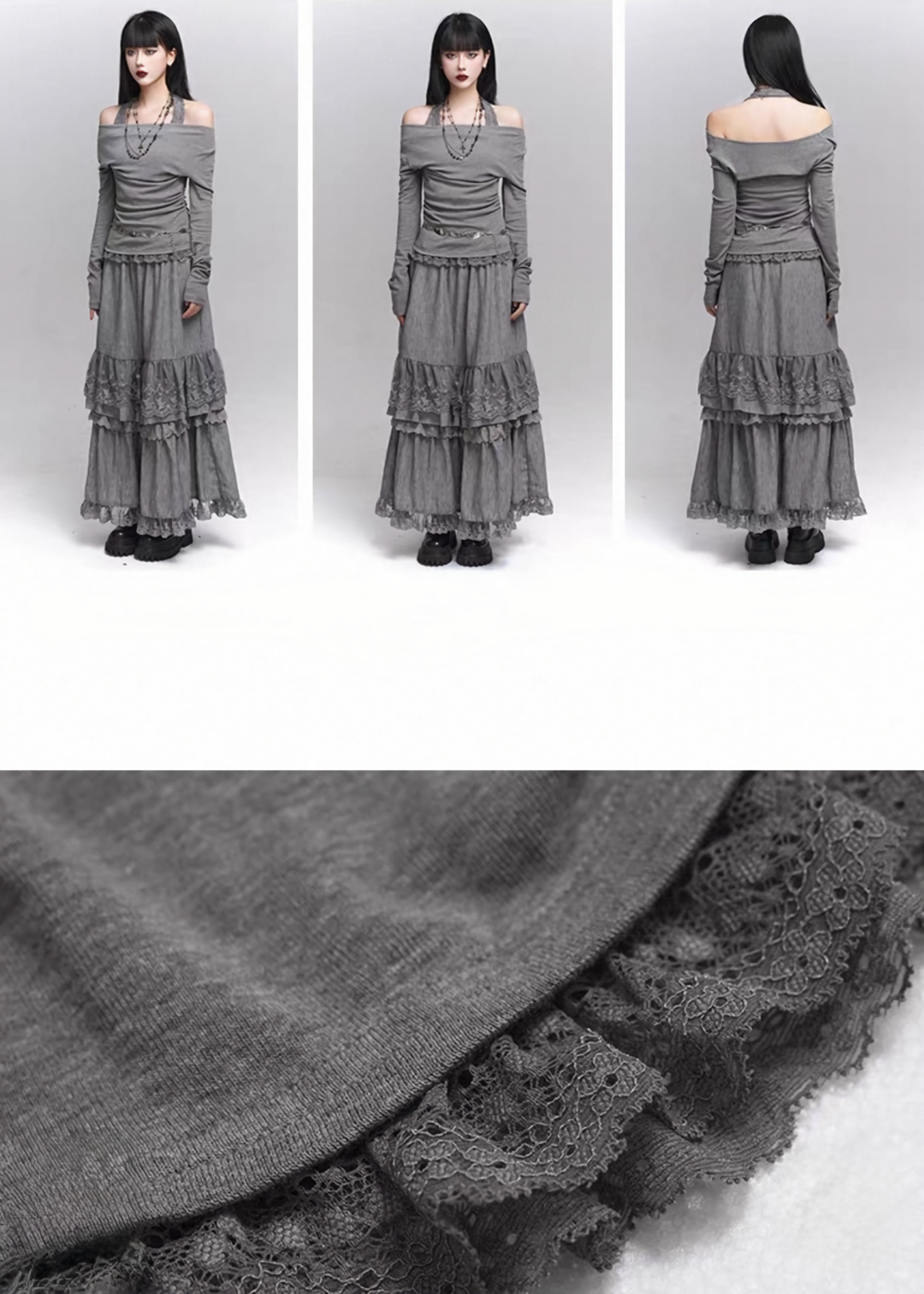 LACE HALTER OFF-SHOULDER TOP / LG1338