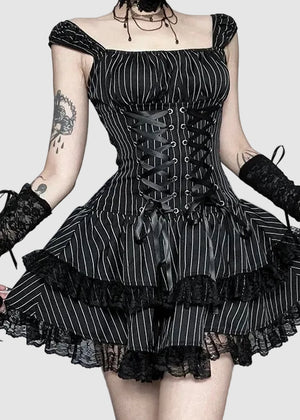 PINSTRIPE CORSET MINI DRESS / LG1575
