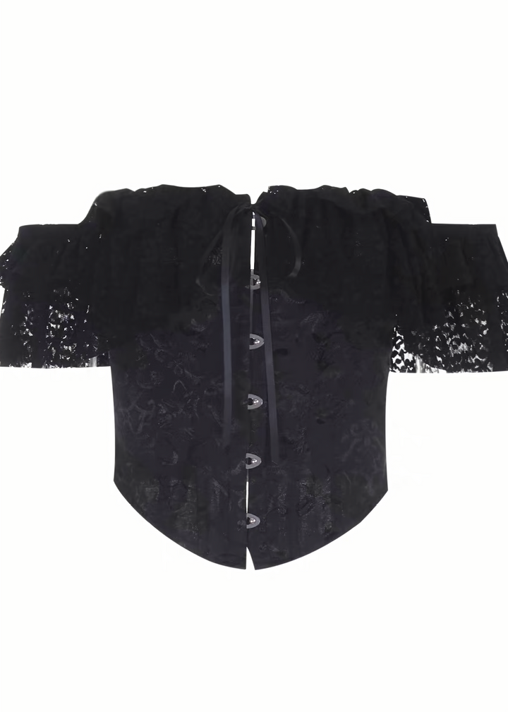 GOTHIC LACE OFF-SHOULDER TOPS &amp; SKIRT / LG1699