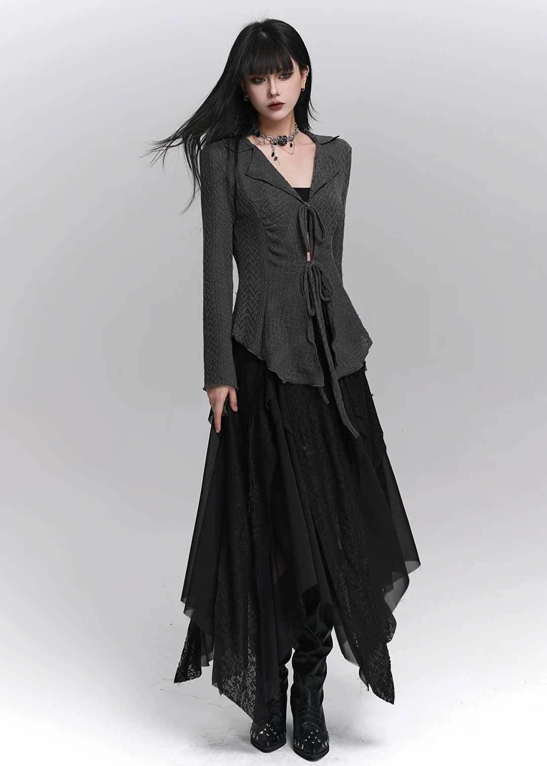 Double Tie Sheer Knit Tops / LG1435