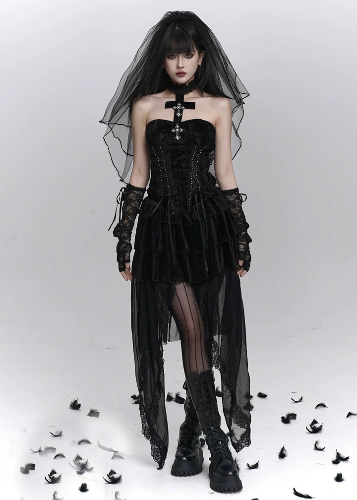 Midnight Cathedral Ensemble (Cardigan / Bustier / Skirt) / LG1406