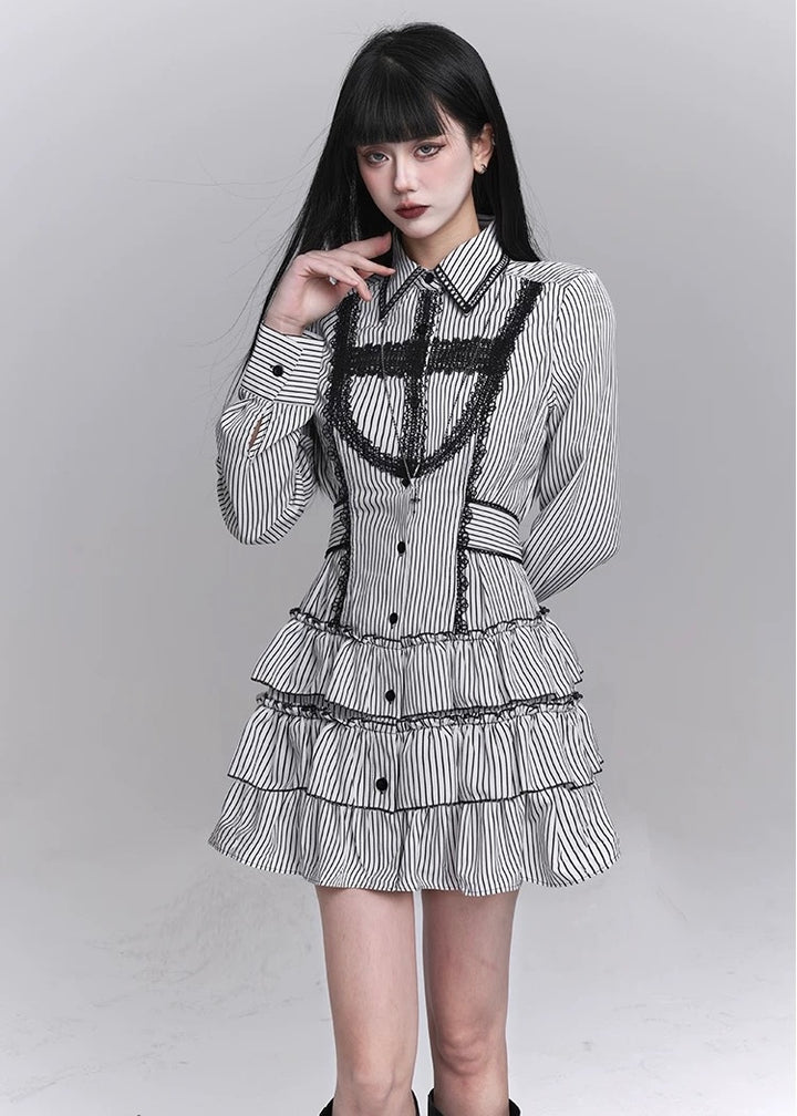 gothic striped dress / LG1237_e4r
