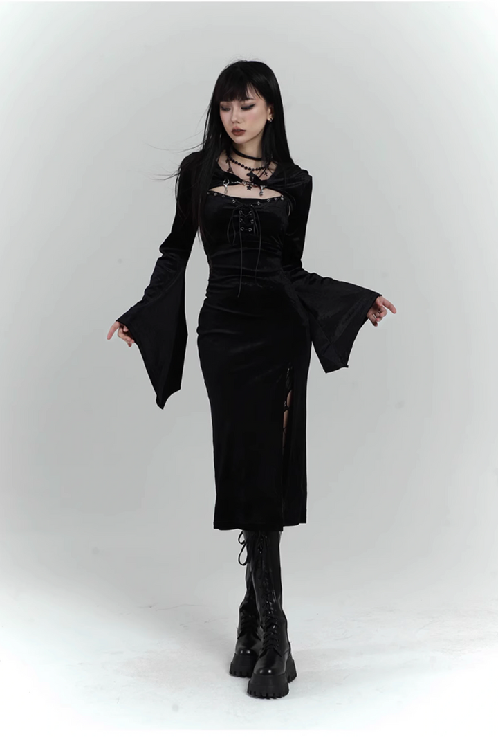 black velvet suspender dress/lg1132