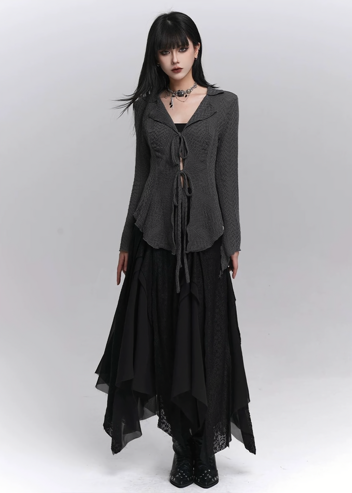 Double Tie Sheer Knit Tops / LG1435