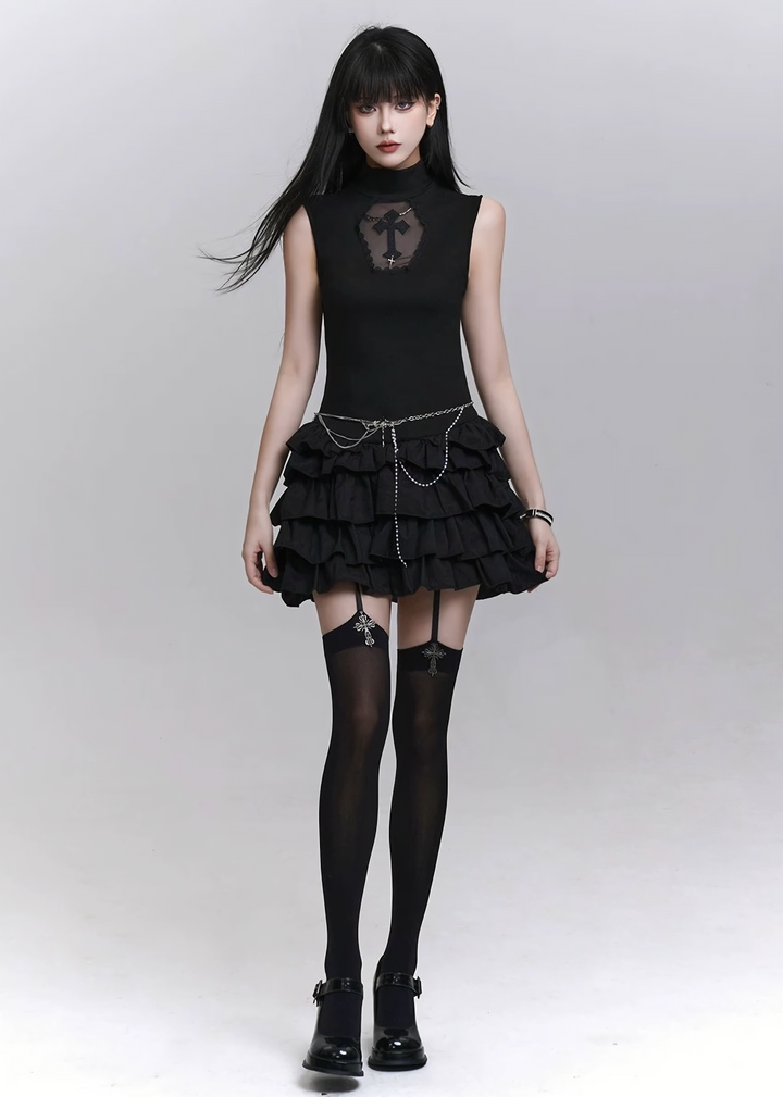 Gothic frill mini dress / LG1286