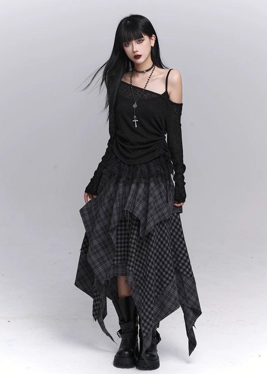 Lace Layered Sheer Knit Top / LG1359