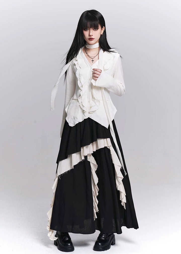 IRREGULAR LAYERED LONG SKIRT / LG1524