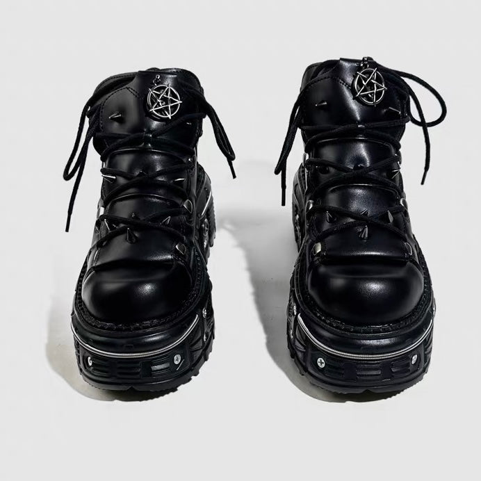 GOTHIC STUDDED PLATFORM SHOES / V1186