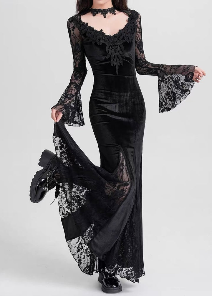 black velvet long dress / LG1177