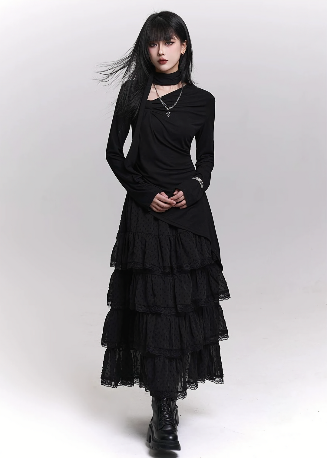 ASYMMETRIC DRAPE NECK TOP / LG1468