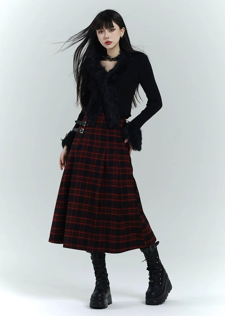 black red check skirt / LG1200