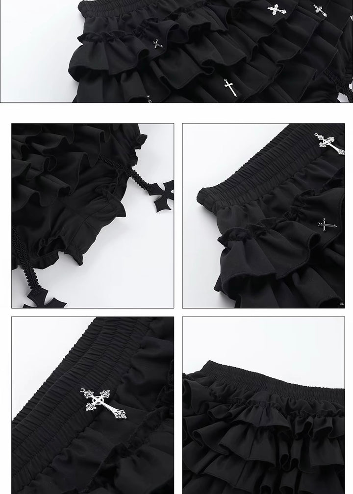 GOTHIC CROSS TIERED SKIRT SET
