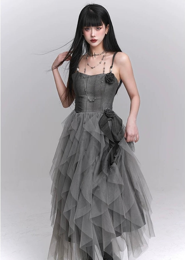 dark rose suspender dress / LG1214_e4r