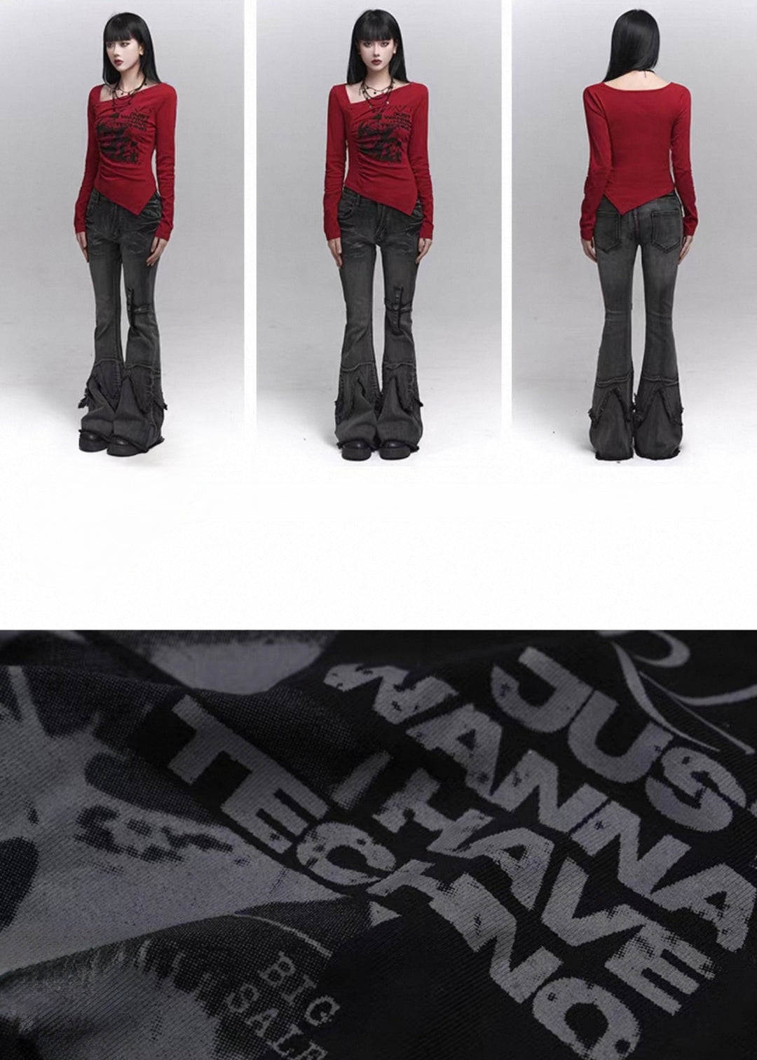 Asymmetry Techno Print Top / LG1369