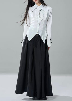 GOTHIC FRILL SHIRT & CORSET WAIST LONG SKIRT / LG1718