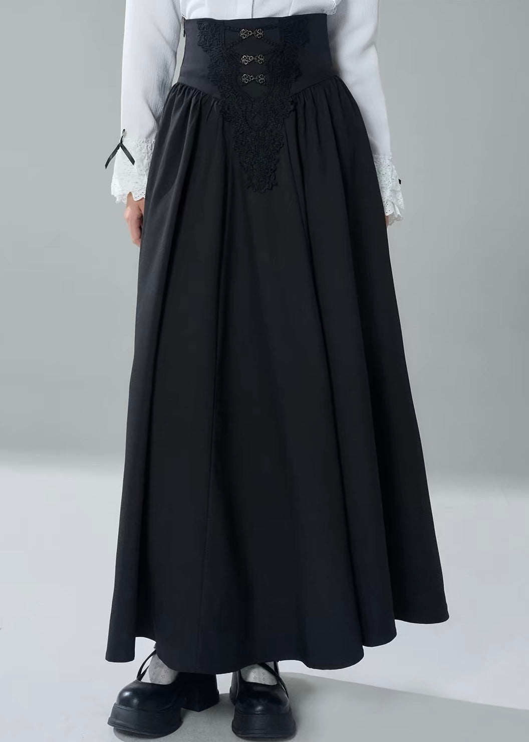 GOTHIC FRILL SHIRT &amp; CORSET WAIST LONG SKIRT / LG1718