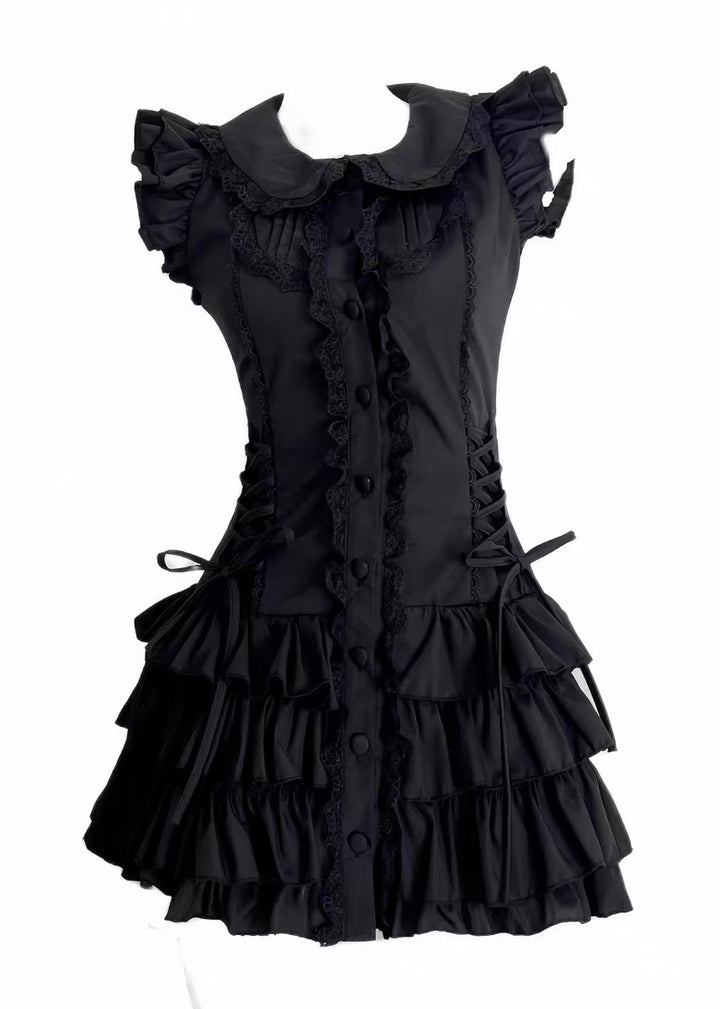 GOTHIC FRILL TIERED DRESS / LG1614