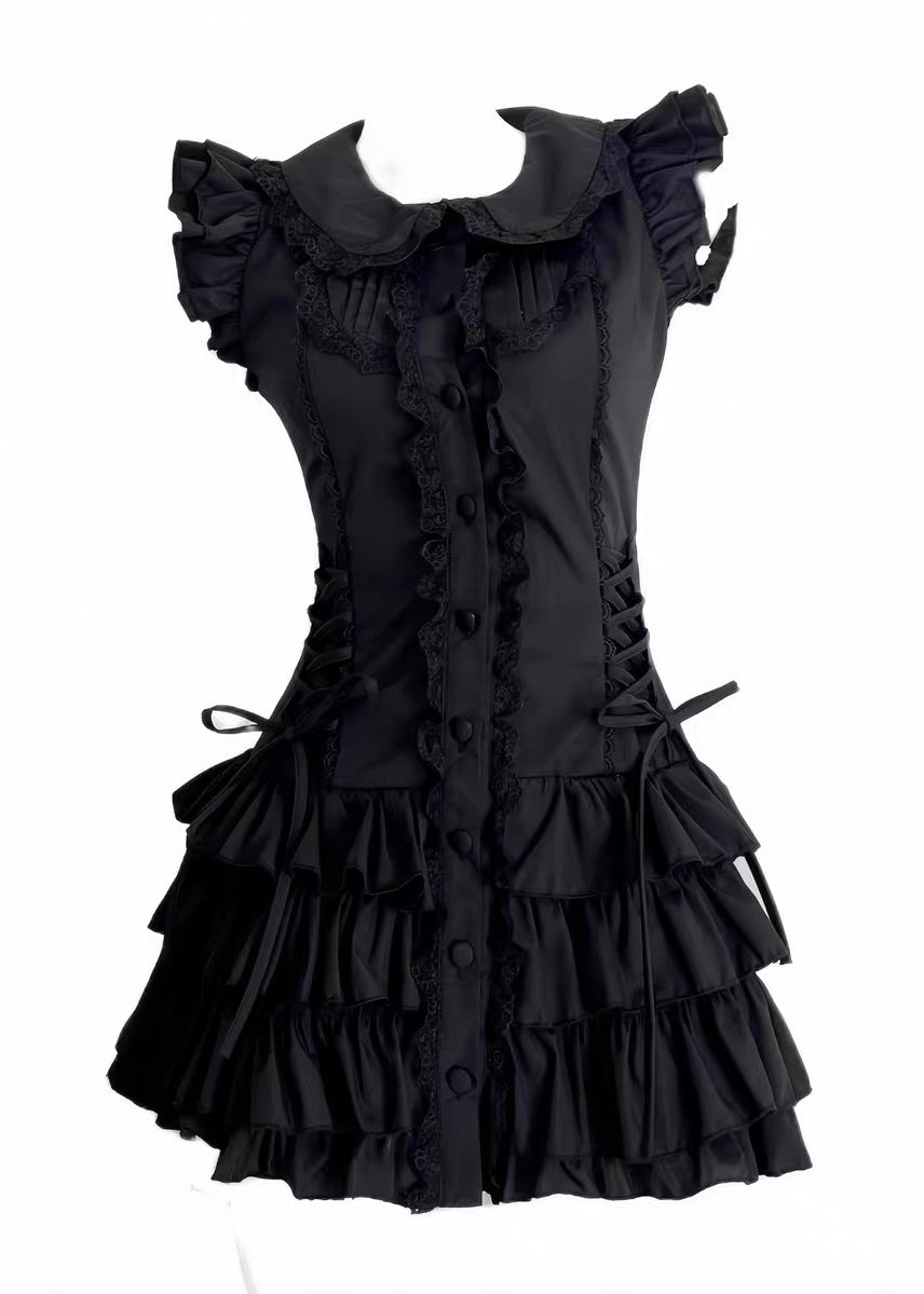 GOTHIC FRILL TIERED DRESS / LG1614