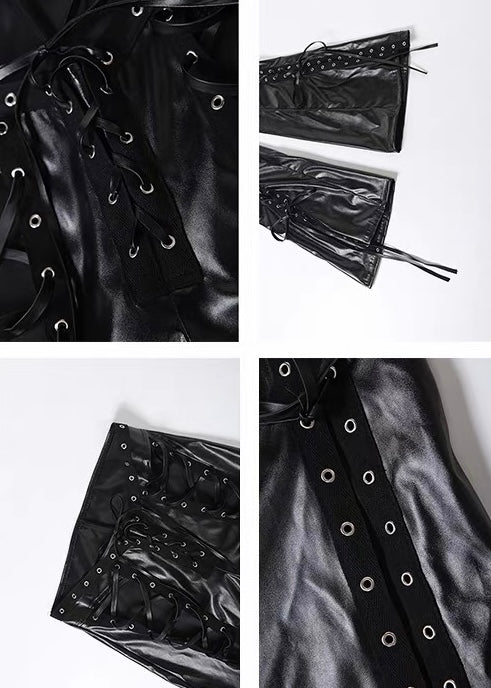 DARK LACE-UP FLARE PANTS / LG1656