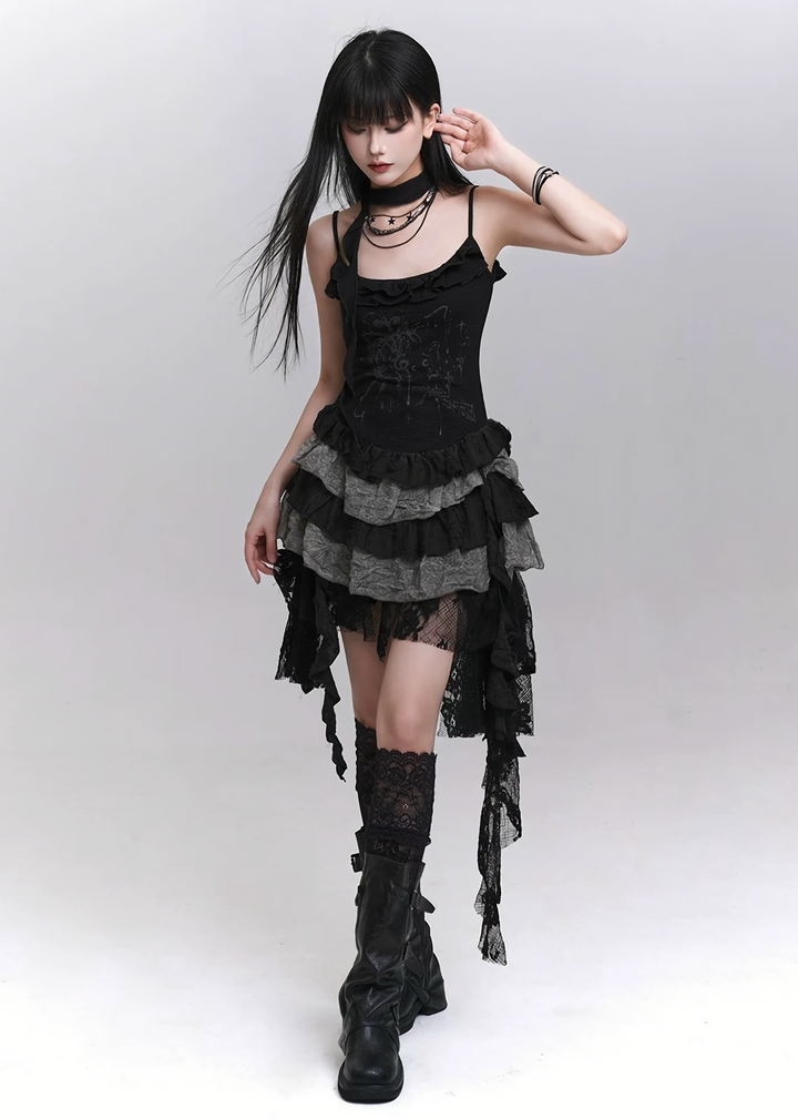 Layered frill gothic camisole dress / LG1291 