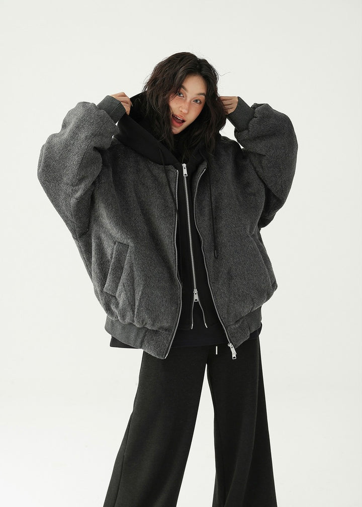 faux two piece hooded jacket /AS1171